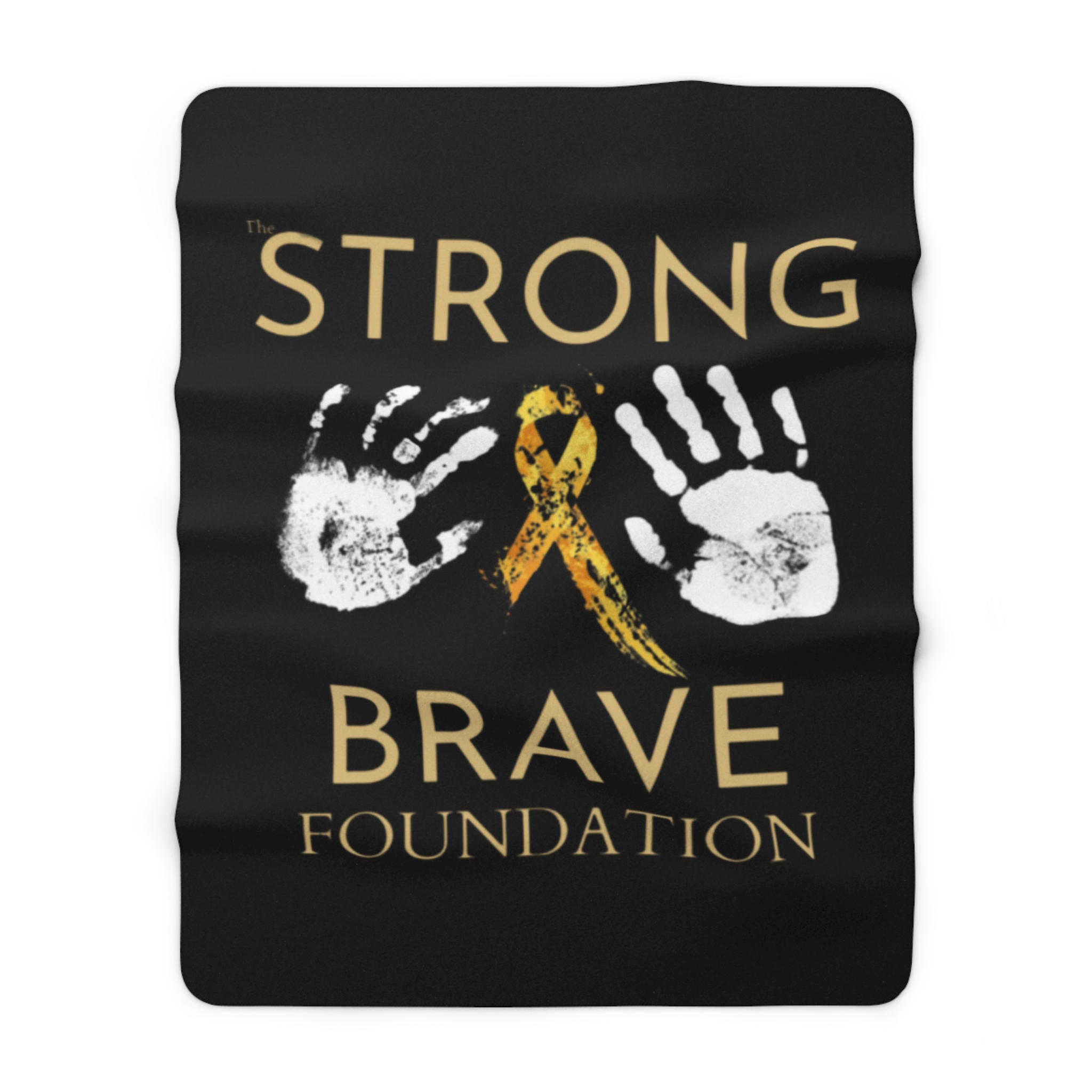 Strong & Brave Foundation Sherpa Blanket — Gold Ribbon Awareness Throw - Image 5