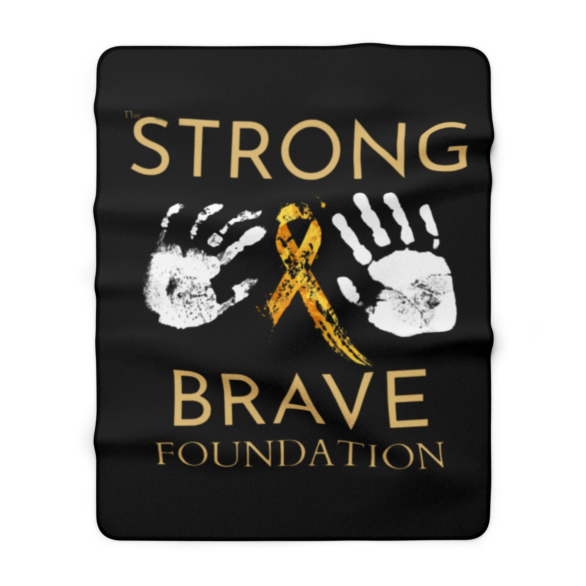Strong & Brave Foundation Sherpa Blanket — Gold Ribbon Awareness Throw - Image 9