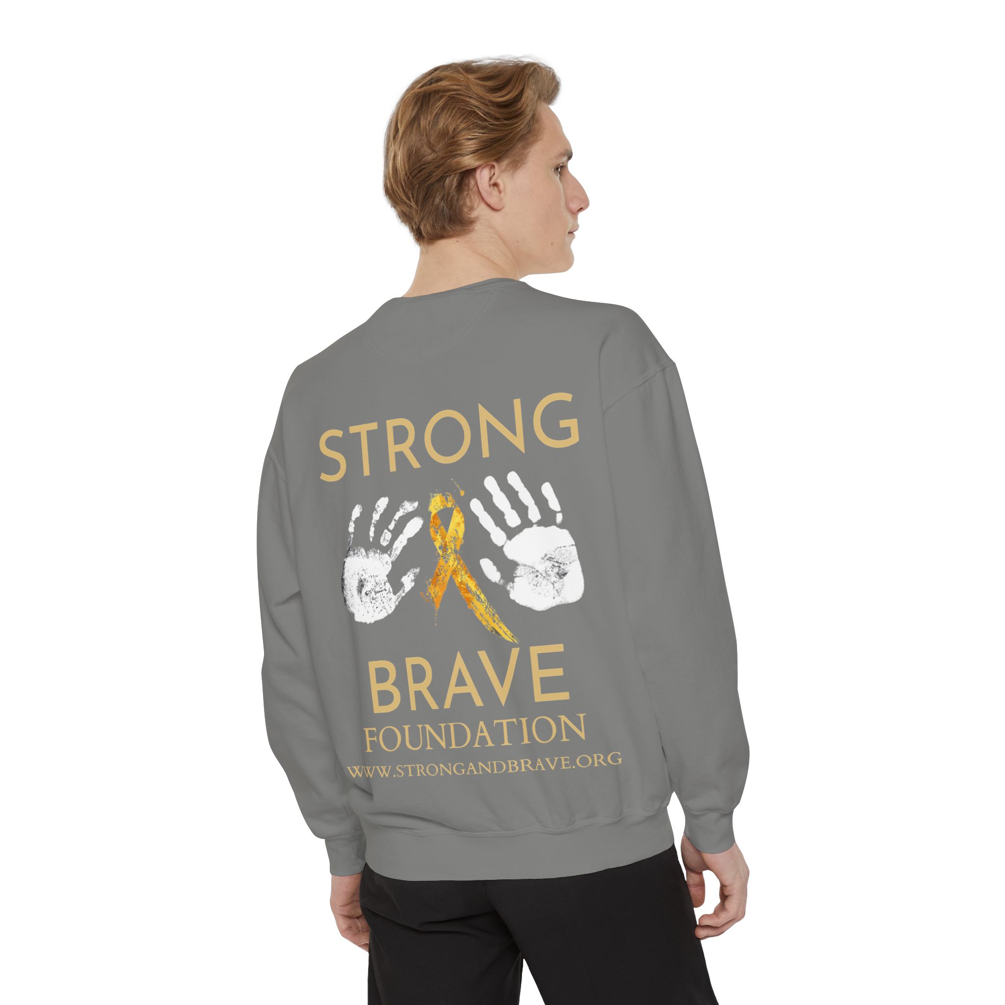 Strong & Brave Foundation Sweatshirt — Gold Ribbon Awareness Crewneck - Image 16