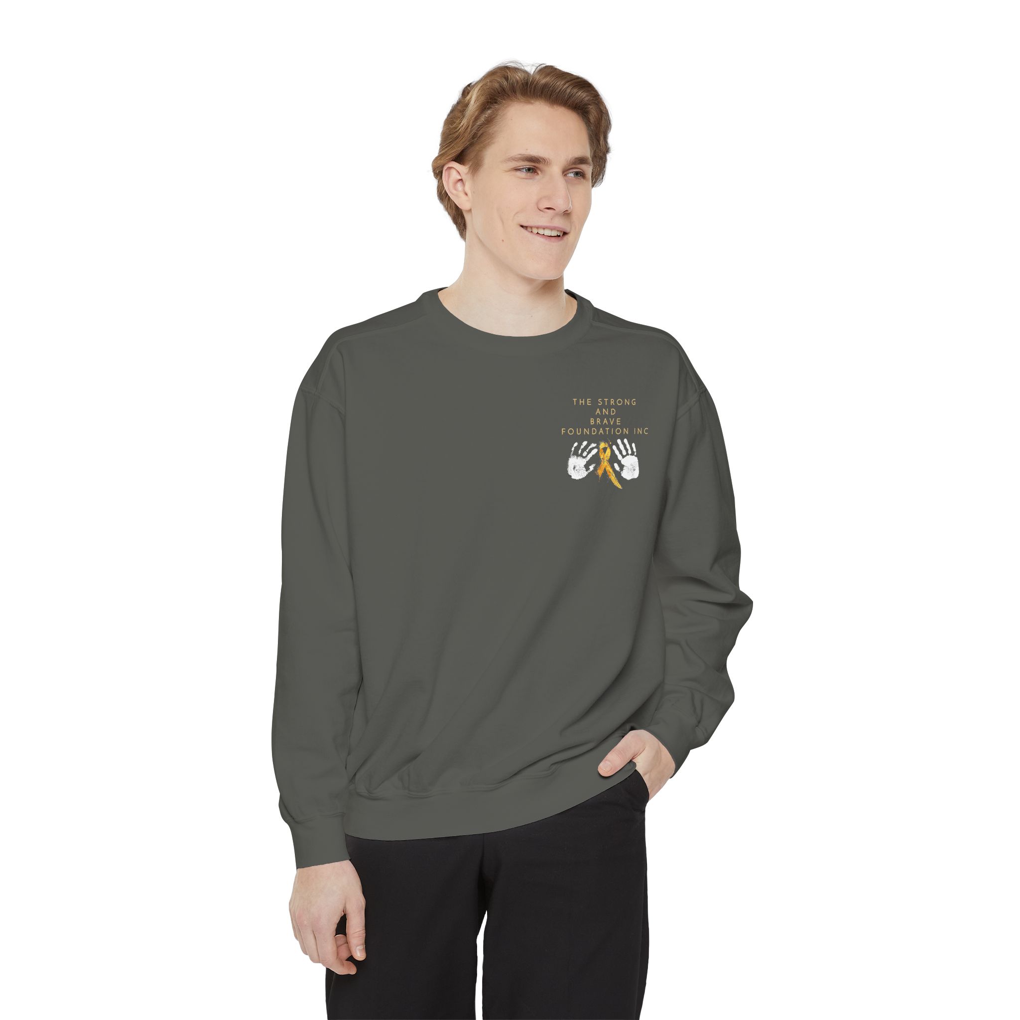 Strong & Brave Foundation Sweatshirt — Gold Ribbon Awareness Crewneck - Image 4