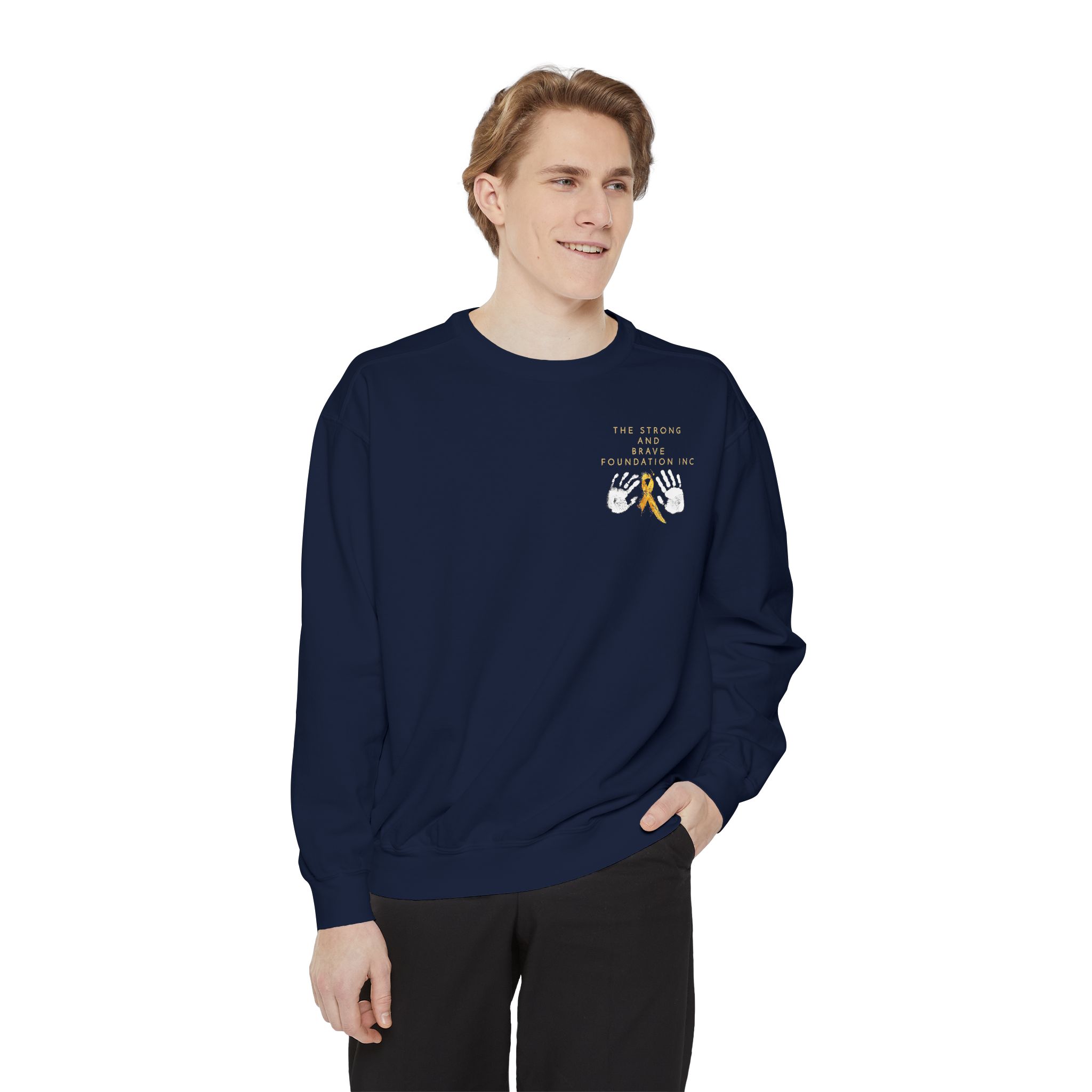 Strong & Brave Foundation Sweatshirt — Gold Ribbon Awareness Crewneck - Image 47