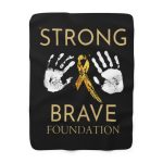 Strong & Brave Foundation Sherpa Blanket — Gold Ribbon Awareness Throw