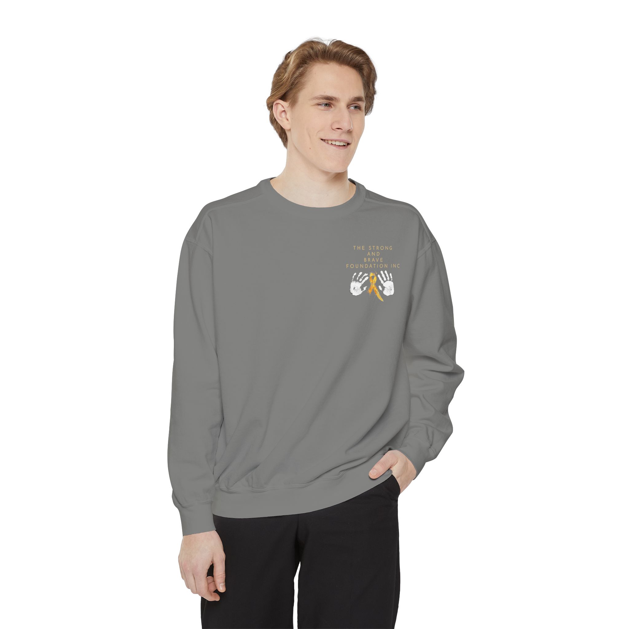 Strong & Brave Foundation Sweatshirt — Gold Ribbon Awareness Crewneck - Image 15