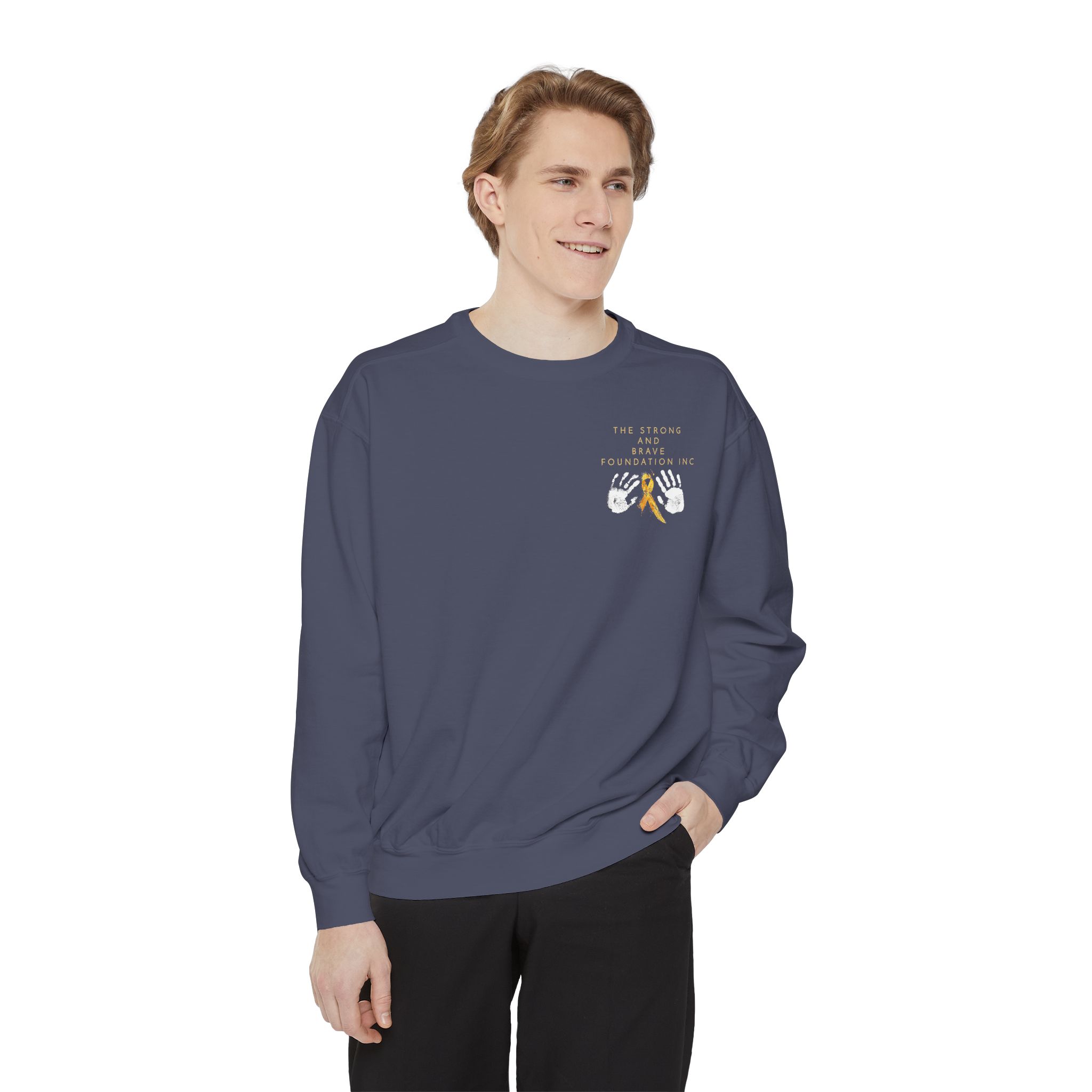 Strong & Brave Foundation Sweatshirt — Gold Ribbon Awareness Crewneck - Image 43