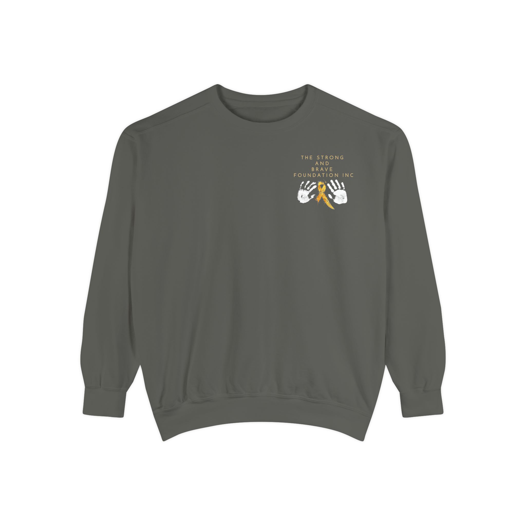 Strong & Brave Foundation Sweatshirt — Gold Ribbon Awareness Crewneck - Image 2