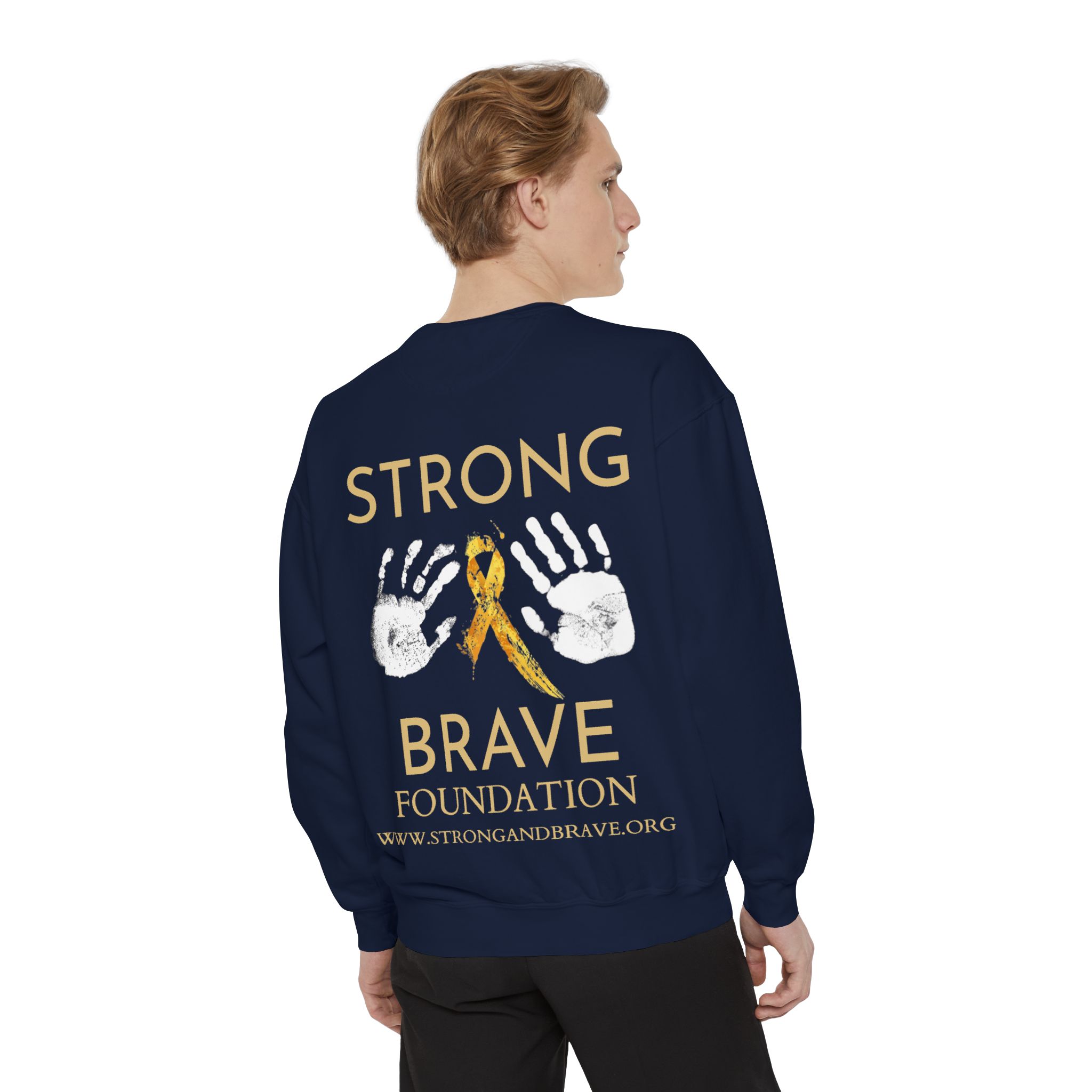 Strong & Brave Foundation Sweatshirt — Gold Ribbon Awareness Crewneck - Image 48