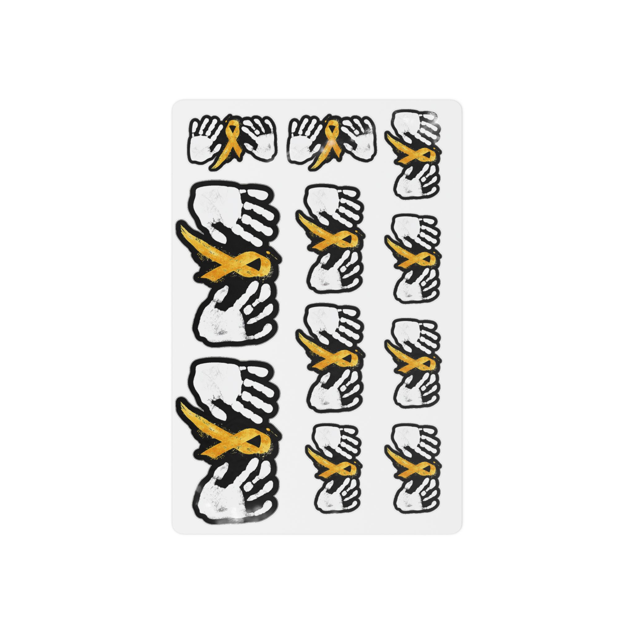 Awareness Ribbon Hand Temporary Tattoos — Gold Support Ribbon Body Stickers