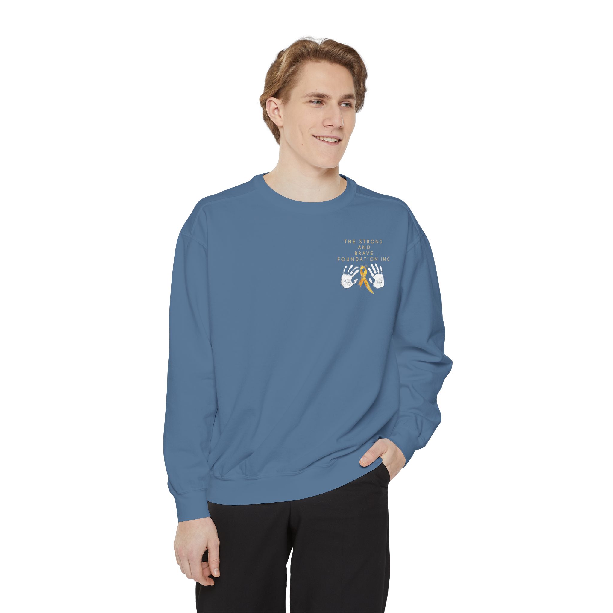 Strong & Brave Foundation Sweatshirt — Gold Ribbon Awareness Crewneck - Image 39